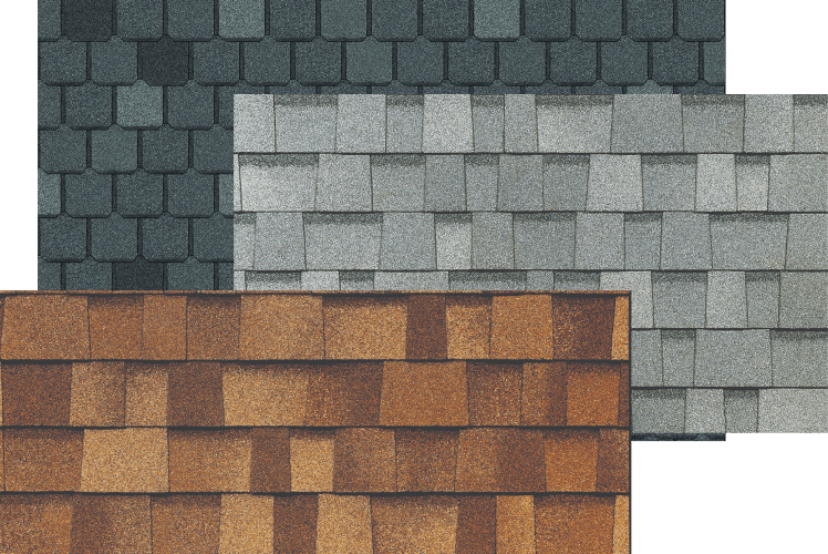A selection of shingle color options for roofing.