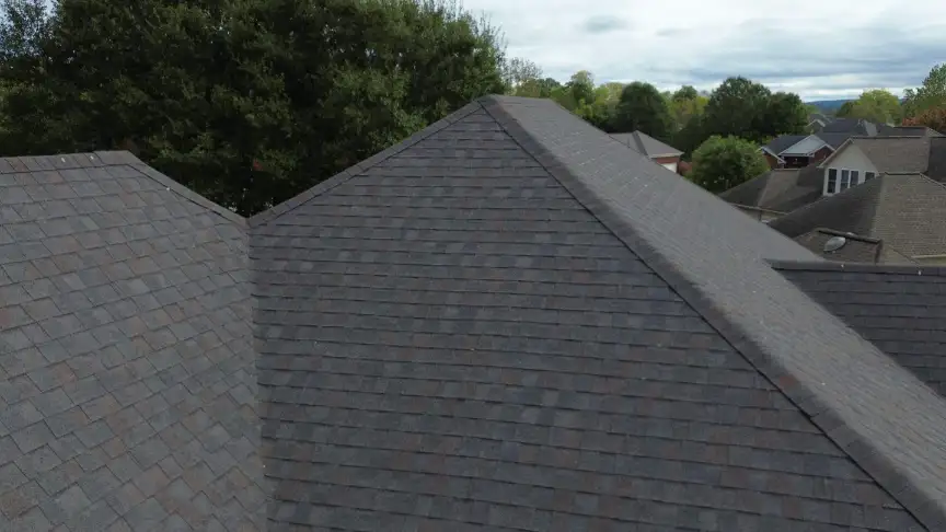 Gray shingle roof replacement seamlessly blending into a Hazel Green neighborhood