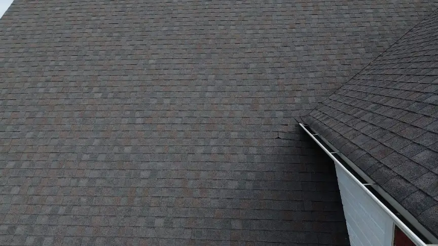 Close-up of clean gray asphalt shingles installed in Hazel Green AL