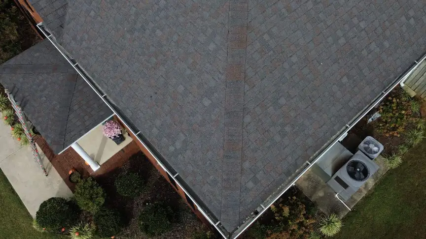 Beautiful finished asphalt roof replacement by reliable local roofers in Huntsville Alabama.